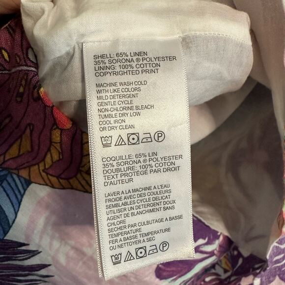 Tommy Bahama Palm Leaves Linen Shift Mini Dress Tropical Vacation Hawaiian XS - Picture 5 of 5